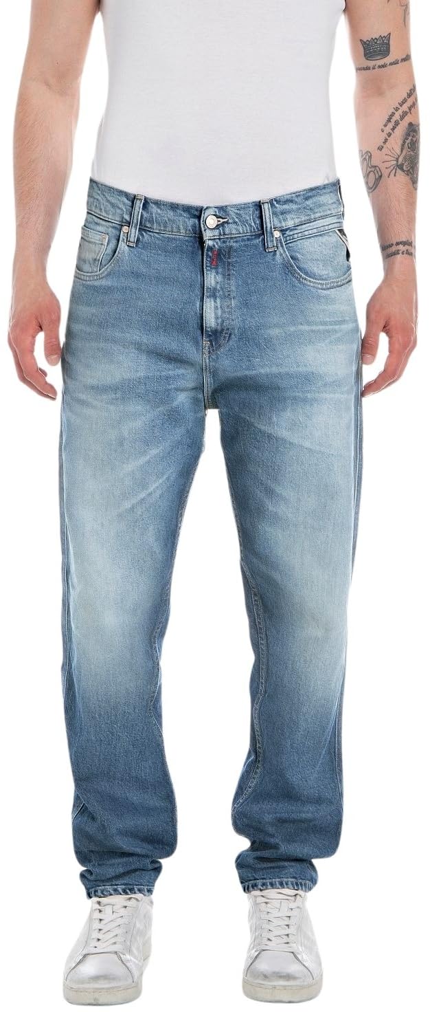 REPLAY Herren Jeans Sandot Tapered-Fit Original, Medium Blue 009 (Blau), 34W / 30L