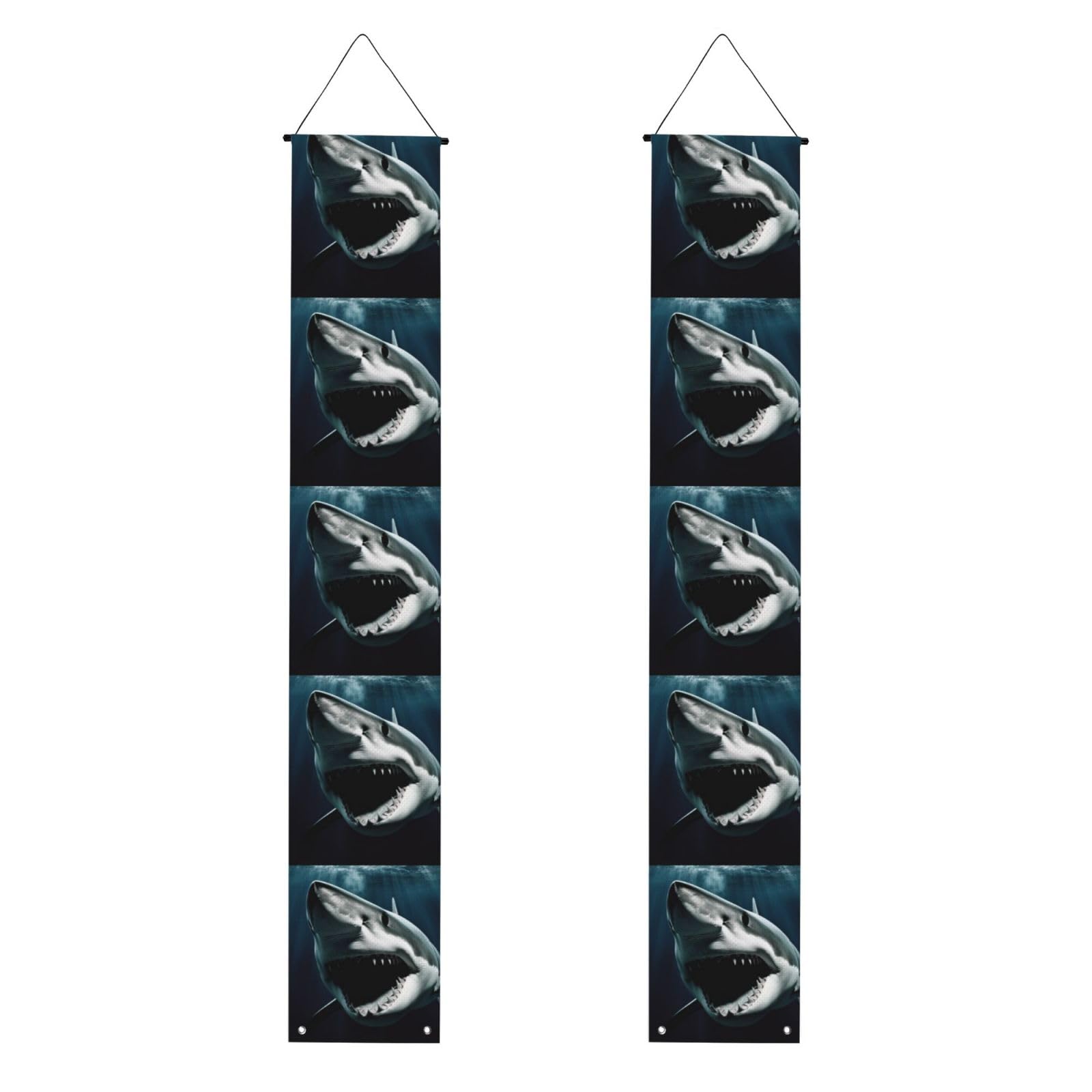 Shark Porch Banner 2PCS, Summer Hanging Flag Party Porch Sign Front Door Hanging Decorations for Indoor Outdoor Holiday Yard Decor Wall Backdrop 71 x 12 Inch