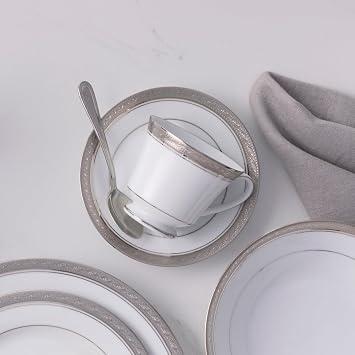Noritake Crestwood Platinum - 5 piece place setting, White, 6 diameter