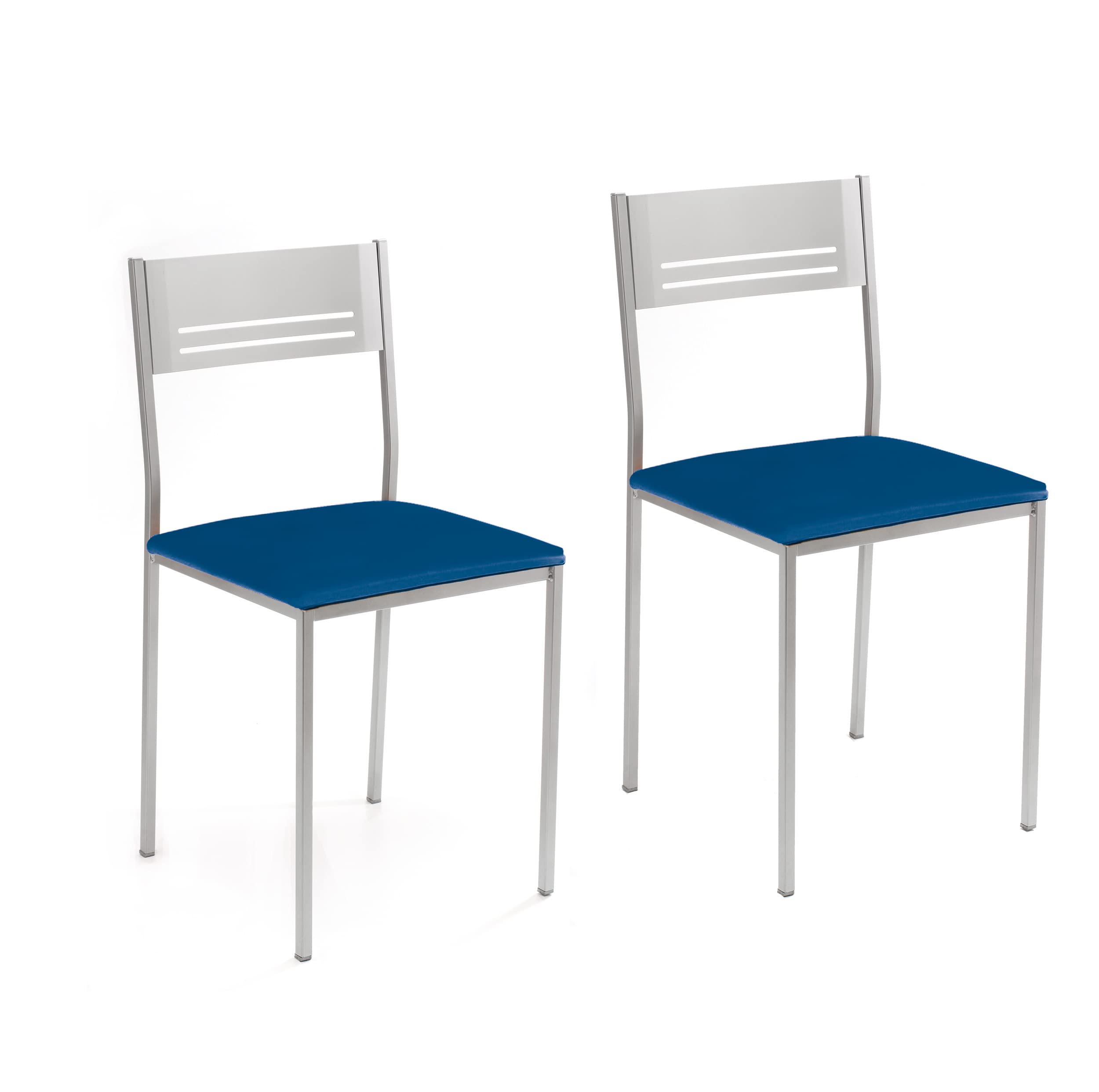 ASTIMESA SCACAZ Due sedie da cucina, metallo, blu, altezza della seduta 45 cm