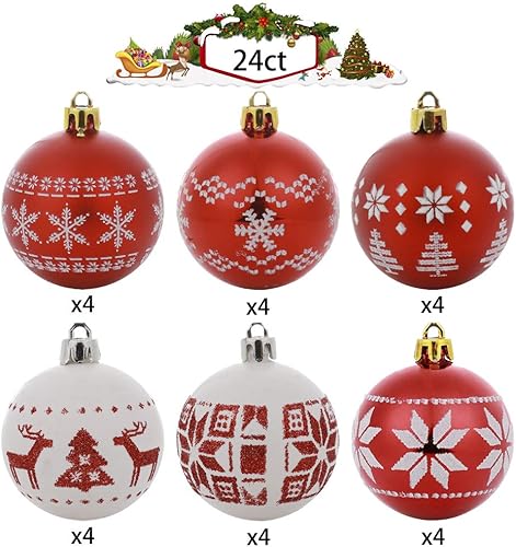 Miniatura 3 de TRIEtree Juego de adornos de bola de Navidad de 24 quilates de 2.8 pulgadas, inastillables, decoración de árbol de Navidad, pintura delicada,