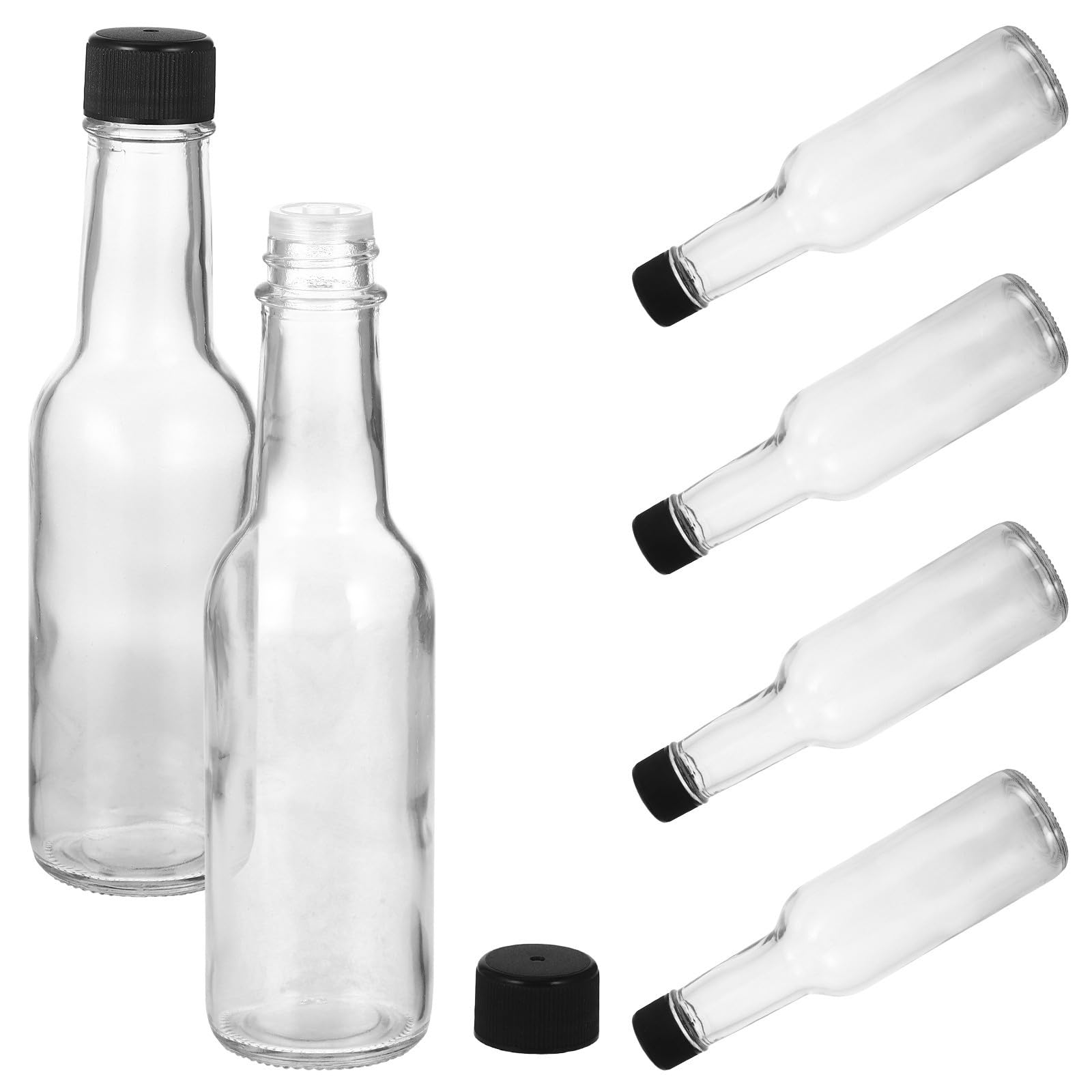 Botellas de vidrio de 150ml con tapa hermética para salsas y aderezos en pack de 6 unidades