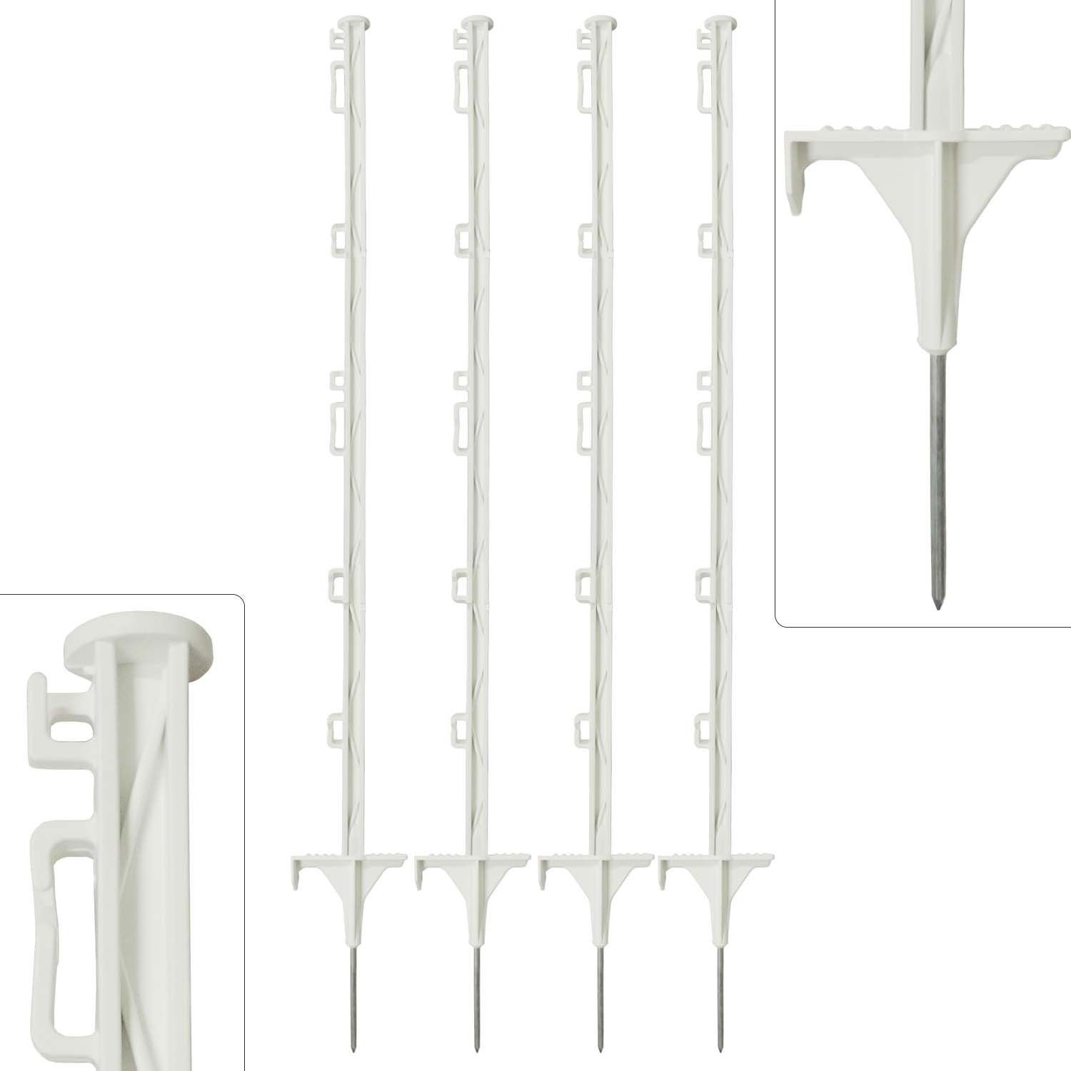 Weidezaunpfähle 105 cm hoch, weiß 20 Stück - Made in Germany