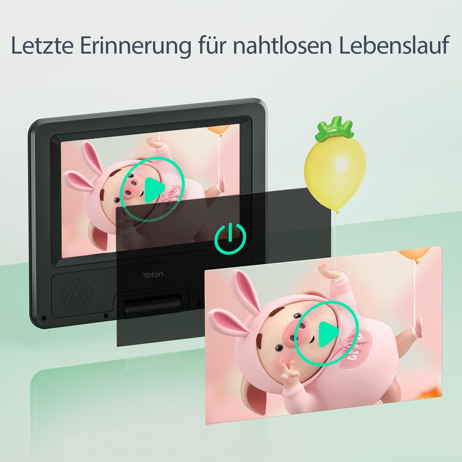 9,5" Tragbarer DVD-Player für Kinder im Auto mit 7,5" HD-Schwenkbildschirm, Stereo-Lautsprechern, 6 Stunden Akkulaufzeit, Sync-TV/USB/SD-Karte-Unterstützung [Kein Blu-ray Support]