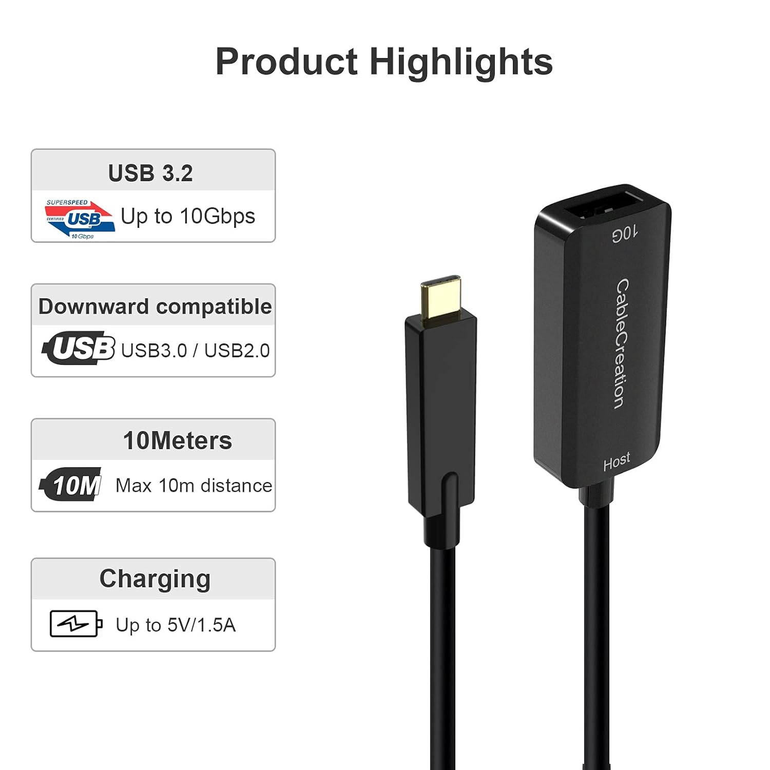 CableCreation USB 3.1 Type C to USB Female Extension Cable 16.5 Feet, 10Gbps USB-C Fast Data Transfer Cord Compatible with Quest2 VR, Mouse, Keyboard, Printer, HDD