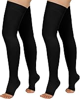 Vista 1 de 2 pares de medias de compresión para mujeres y hombres, calcetines de compresión de 20 a 30 mmHg, calcetines de compresión médica de punta abierta