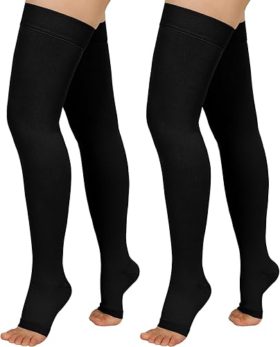 Totexil 2 pares de medias de compresión para mujeres y hombres, calcetines de compresión de 20-30 mmHg, calcetines de compresión médica de punta
