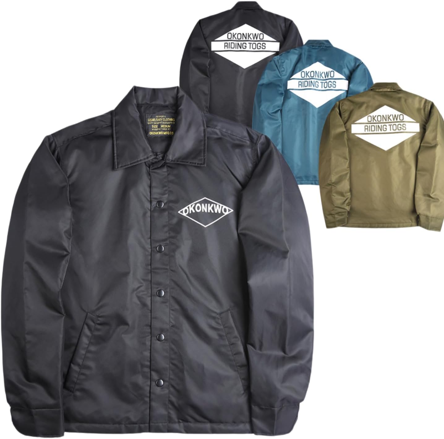 Coach Jacket, Mens, American Casual, Waterproof, Light Jacket, American Casual, Nylon, Windproof, Cold Protection, Outerwear, Padded Coat, Back Print, Logo, Biker Brand, Lightweight, Stylish