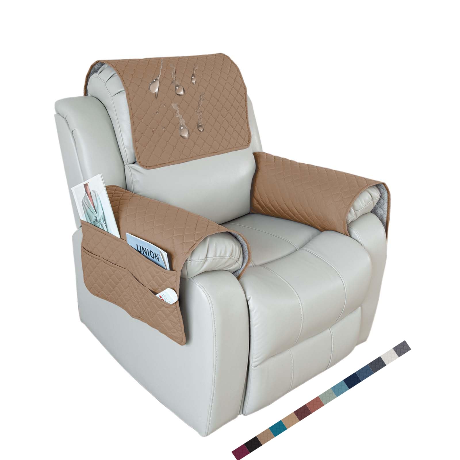 Gyhh Taupe Recliner Armchair Covers, Quilted Reclining Armchair Slipcovers For Arms, Waterproof Sofa Arm Non Slip Armrest Couch Arm Rest Cover For Furniture Protector (,1 Seater)