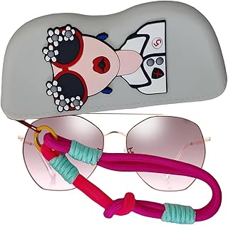 メガネケース - 女性用のかわいいサングラスケース |サングラス収納袋、リストストラップ付きシリコンジッパーポーチ、アイウェアの整理と保管、屋外釣りハイキング用