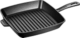 STAUB Amerikanische Grillpfanne aus emailliertem Gusseisen, 26 cm, Für alle Herdarten inkl. Induktion & Backofen, Schwarz