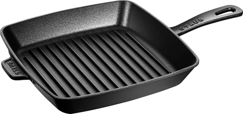 STAUB Gril Américain en Fonte, Carré, 26 cm, Noir Mat