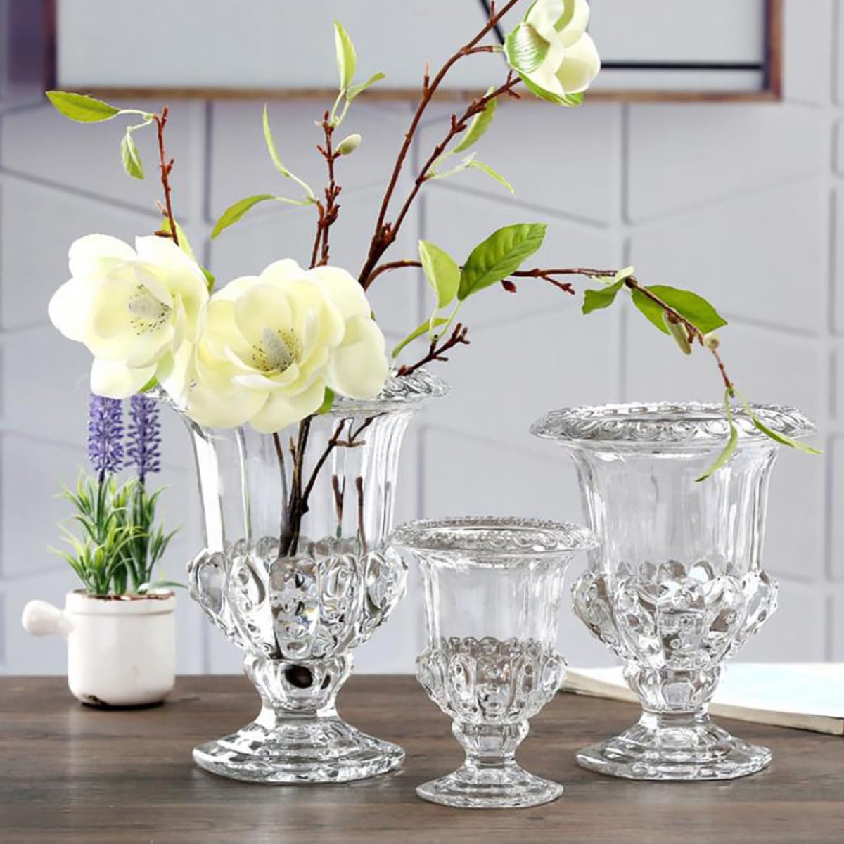 Retro Glasvase aus Glas für Blumen Dekoration mit Langem Gebrauch im Wohnzimmer und Hochzeitsfeier als Elegante Tischdeko und Pflanzenvase