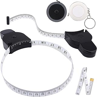 5 pcs in One Set Automatic Tape Measure Retractable, Body Measure Tape 60 Inch (150cm), Lock Pin and Push-Button Retract, Measuring Tapes for Body Measurement & Weight Loss(Black)