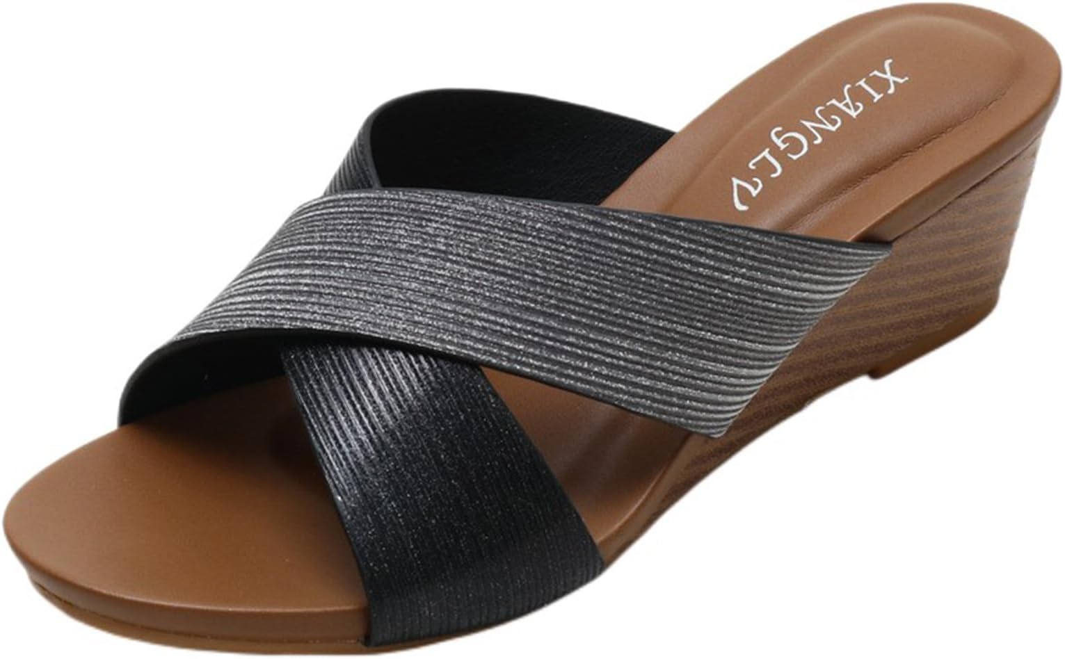 Womens Platform Wedge Sandals Open Toe Crisscross Slip On Slide Slippers Dressy Bohemian Summer Casual Beach Walking High Heels Shoes