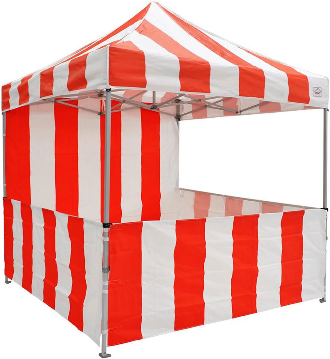 Impact Canopy 10' x 10' Pop-Up Canopy Tent, Carnival Tent Kit with Powder-Coated Steel Frame, Sidewall, and Half Walls, Blue/White Stripe