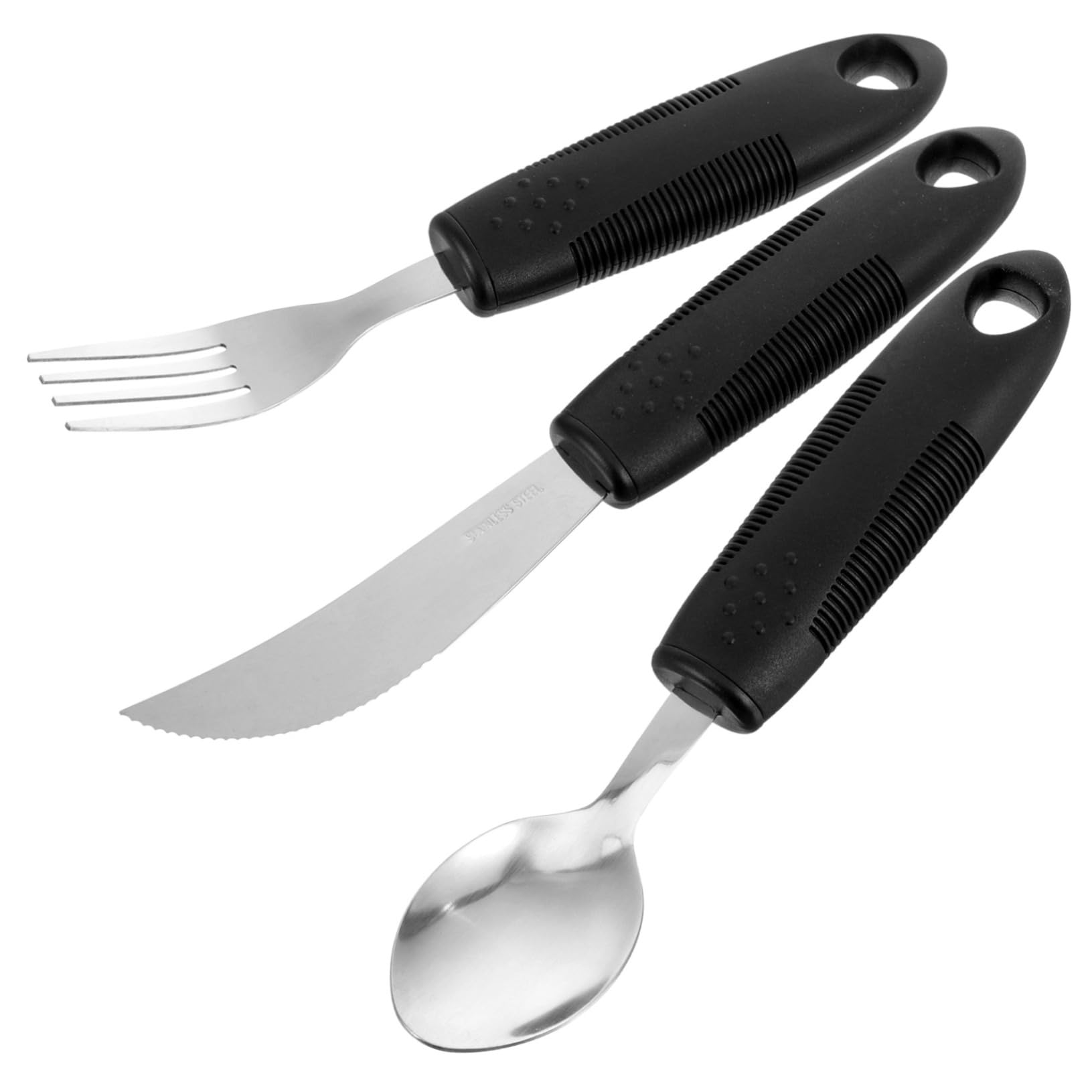VALICLUD 3Pcs Adaptive Utensil for Elderly Tremble Cutlery with Handles for Patients and Adaptive Eating Needs Curved Design