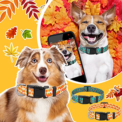 Tondiamo 6 Pcs Thanksgiving Fall Dog Collar For Puppy Extra Small Medium Large Dogs Nylon Adjustable Lightweight Basic Cat Collars Pumpkin Maple Leaf Patterns Safety With Plastic Buckle(Small) #TOP3