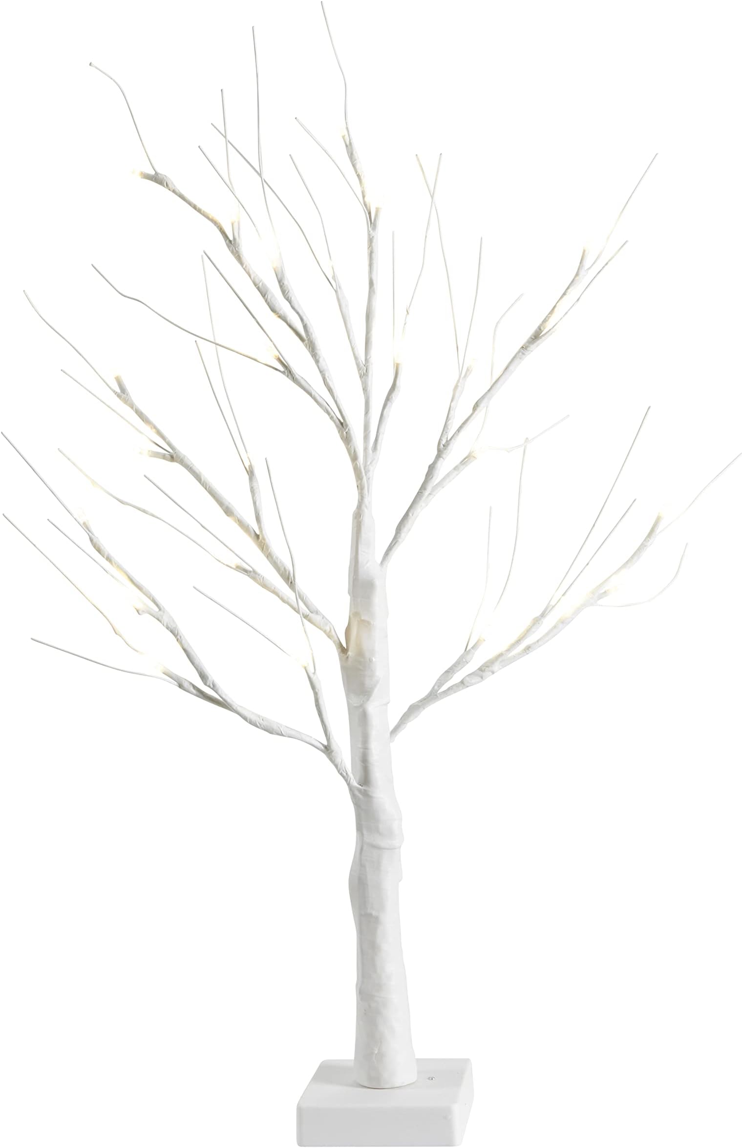 Celebright Easter Tree With Lights - White 60cm Table Top Twig Tree - Pre-Lit with 24 LEDs Complimentary Decorations Included