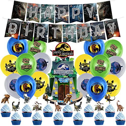 Jurassic World Cumpleaños Decoración 34 pcs, Dinosaurio Globos, Mundo Jurasico Globo de Latex,...