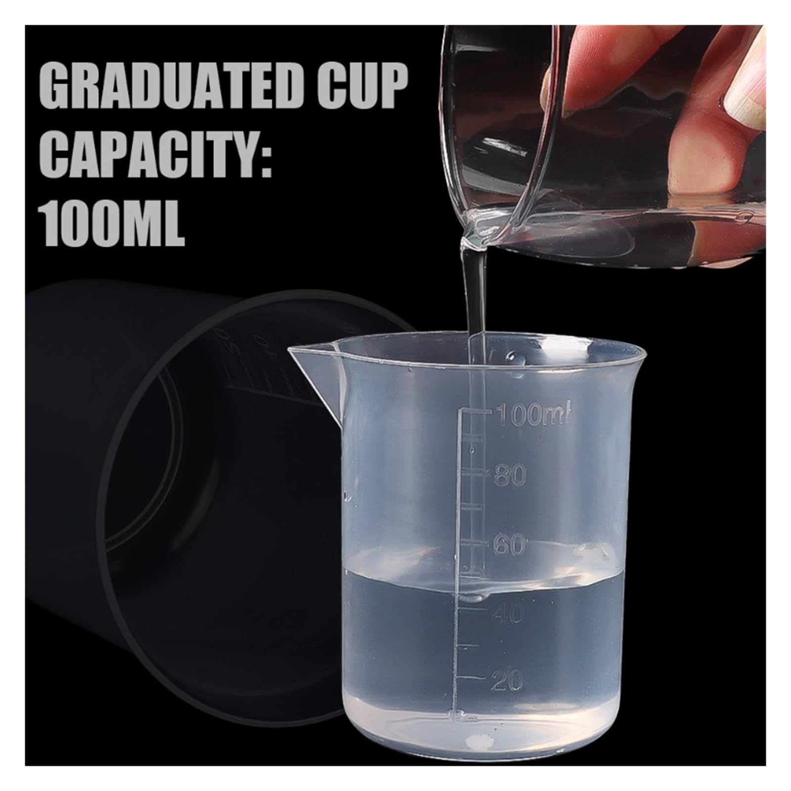 Vaso medidor, 3/5/10 piezas, 100 ml, vaso medidor de plástico for laboratorio, vaso graduado, utensilios de cocina, vasos medidores volumétricos de laboratorio (5 piezas)(10pcs)