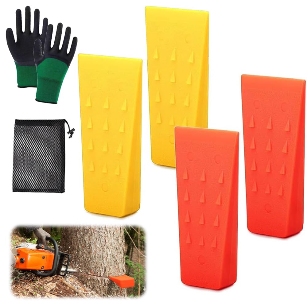6 sztuk klinów do cięcia z tworzywa sztucznego, 15 cm do drewna, do cięcia lasu, do drewna, do leśnictwa, akcesoria leśne, klin do wycinania w rękawiczkach, worek siatkowy, narzędzie dla drwala