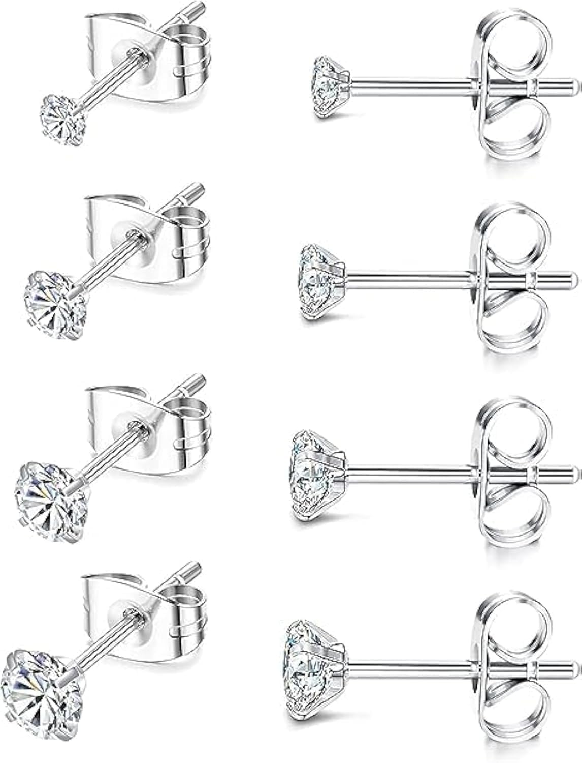 Titanium Stud Earrings for Sensitive Ears, 2-5MM Cubic Zirconia Ball Dot Hypoallergenic Implant Grade Pure Titanium Earrings Studs for Women