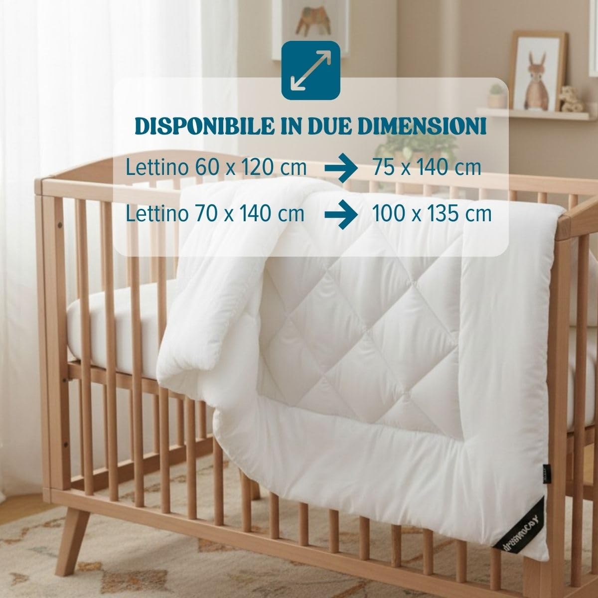 DREAMWAY Piumino per Bambino 300 g/m² – 100x135 cm per Lettino70x140 cm – Anallergico, Antiacaro, Morbido e Traspirante – 100% Microfibra – Certificato OEKO-TEX®