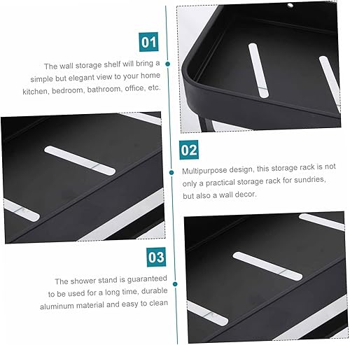 Miniatura 4 de Organizador de ducha de aluminio, colgador de toallas montado en la pared, estante de baño moderno para toallas, estantes de ducha y organizadores