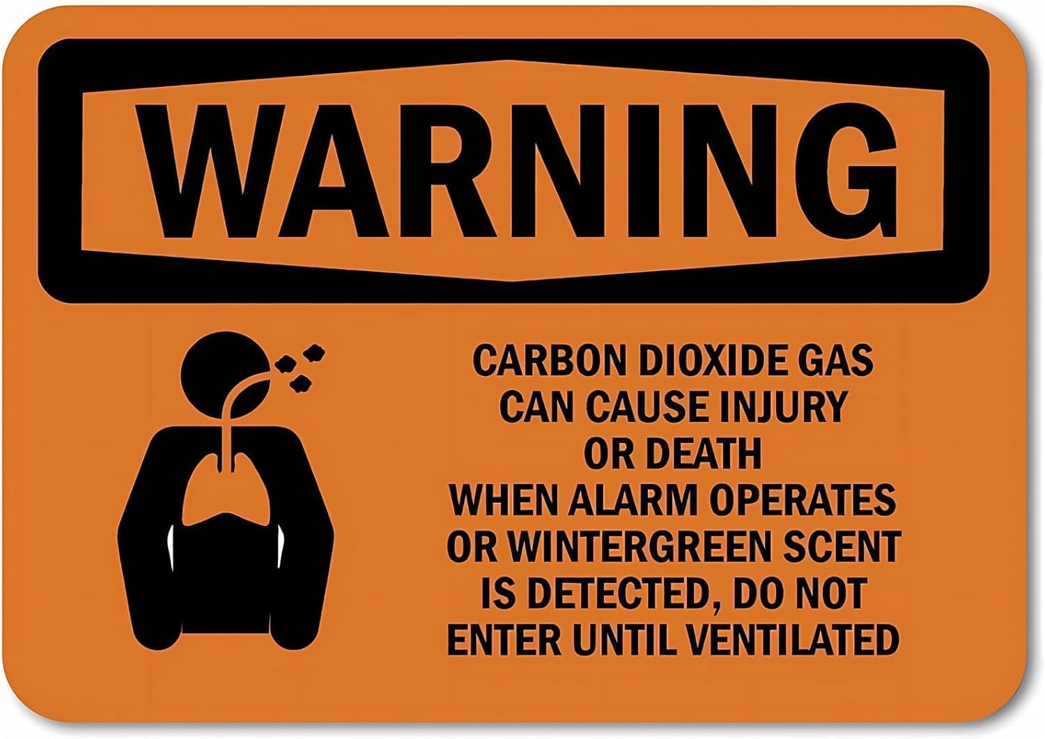Carbon Dioxide Gas Warning Metal Sign Tin Signs Aluminum Plaque for Outdoors Use Yard Farm Fence Home Wall Decor 12x16 inch