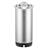 VEVOR Cleaning Keg, 5 Gallon/19L Keg Line Cleaning Kit with 4 D Coupler Connections & Rubber Base, Beer Lines Cleaner Used for Beer Line Cleaning, 304 Stainless Steel Kegerator Beers Lines Cleaner Kit