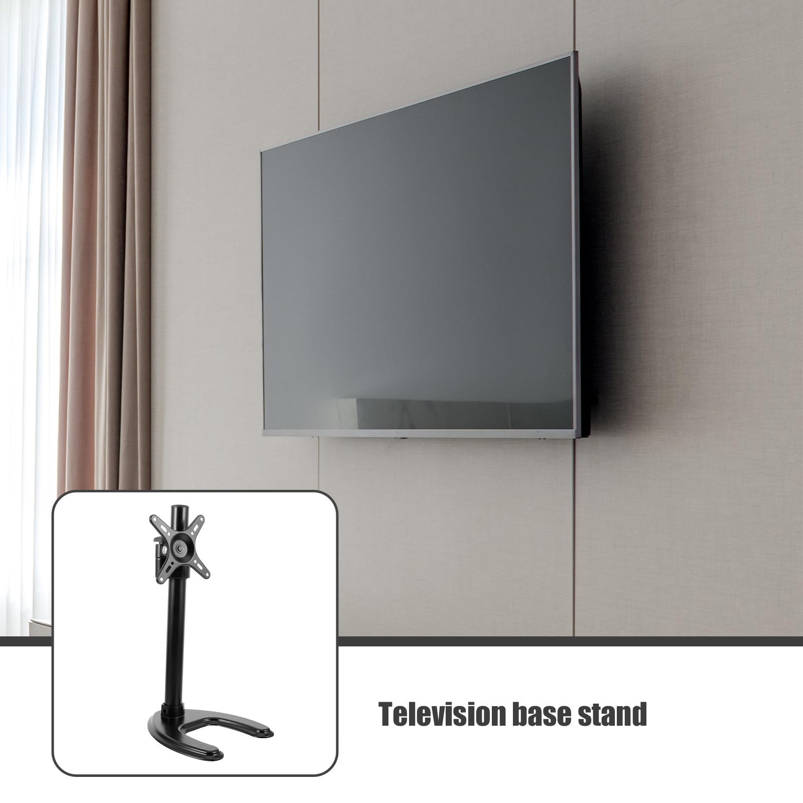 Soporte de Pantalla para TV y Monitor Base Estable de Aleación de Aluminio Negro, Soporte Seguro y Resistente Adecuado para Mesas de Televisión
