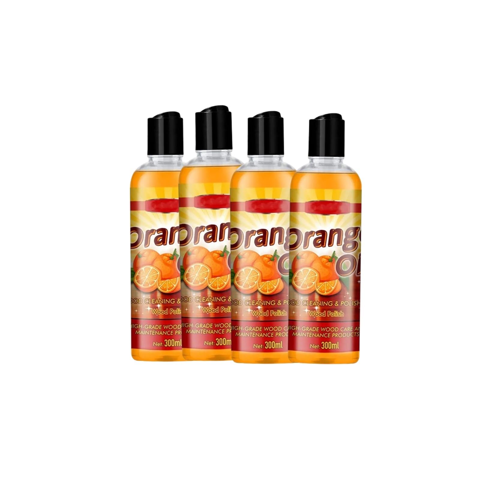 Holzbodenöl Orangenöl für Gartenmöbel 300ml Hartholz Bodenpolitur Pflege Anti-Risse Aufhellen Nachfüllöl für Zuhause Holz(4pcs)