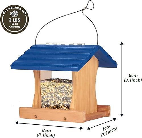 Miniatura 8 de Cedar Alpha Paquete de 2 comederos de cedro, comedero de pájaros silvestres para colgar, semillas de pájaros para comederos exteriores, con ventana