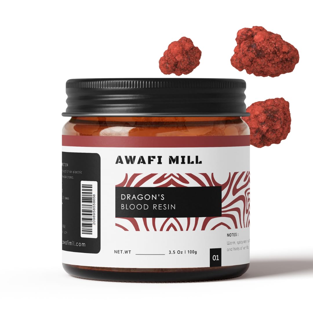 AWAFI MILL Dragon’s Blood Incense Resin 100g (3.5 oz) | Red Natural Resin for Charcoal & Bakhoor Burners | Warm Amber-Spice Aroma | Loose Resin