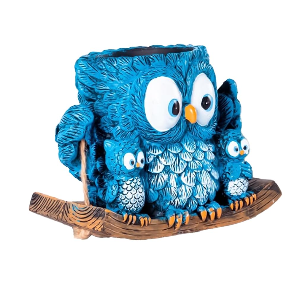 UDSKNV[KSL Decorative Owl Hanging Planter with Rope, Swing Owl Planter Pot for Indoor/Outdoor Plants Small Hanging Plant Holder