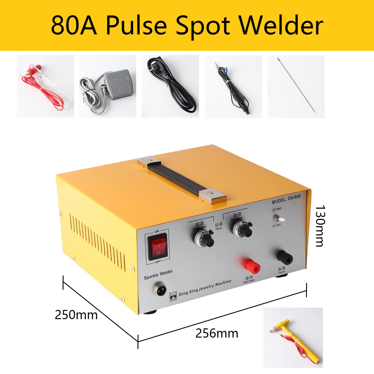 Soldador por Puntos para Joyería de 80 A, Soldador por Puntos de Pulso para Joyería, Equipo de Soldadura Eléctrica, Máquina de Soldadura para Hacer y Reparar Joyas