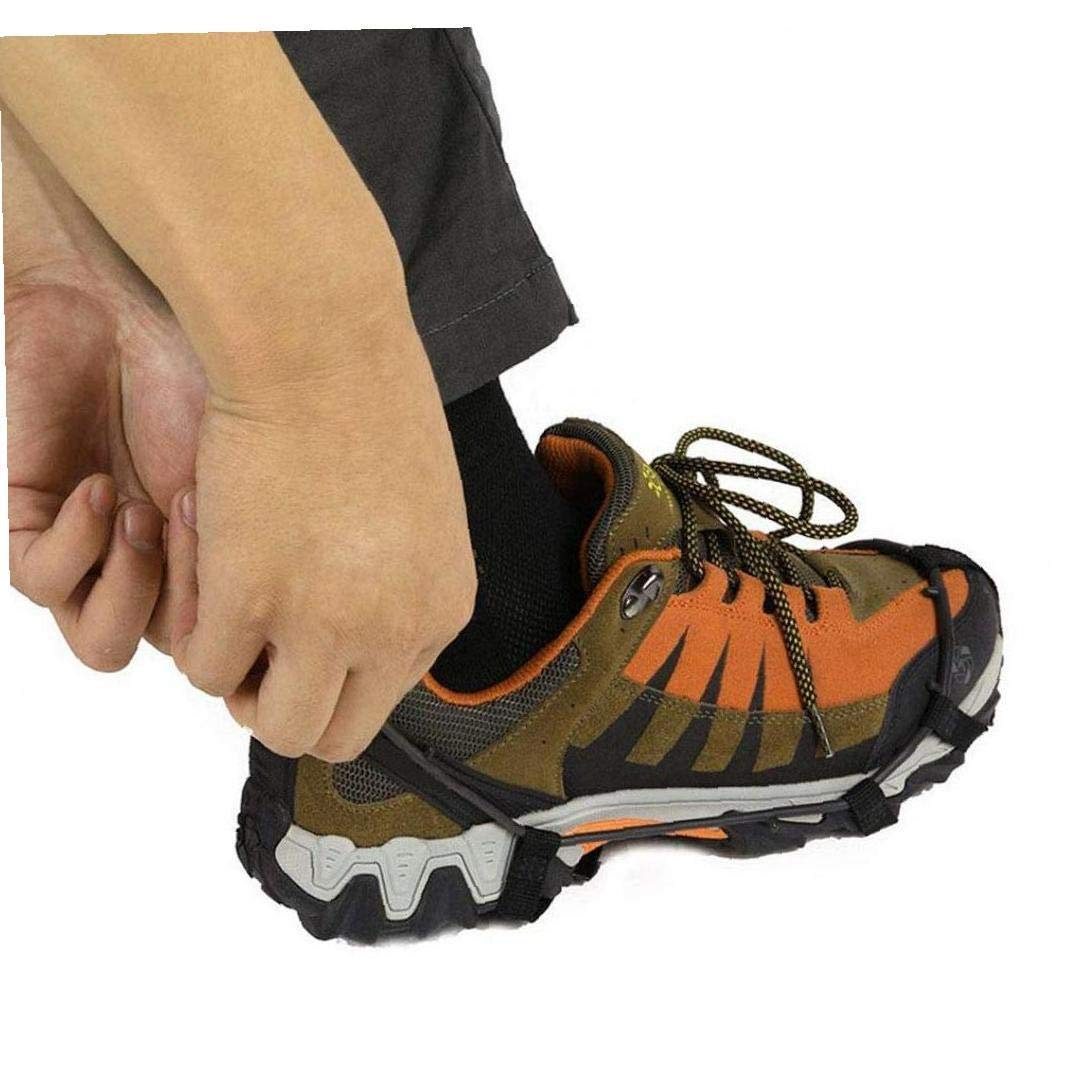 Chaussure Boot Crampons Snow Ice Traction Shoe 24 Dents Snow Antidérapant Crampons Noir M Size Couvre-Chaussures 1 Paire