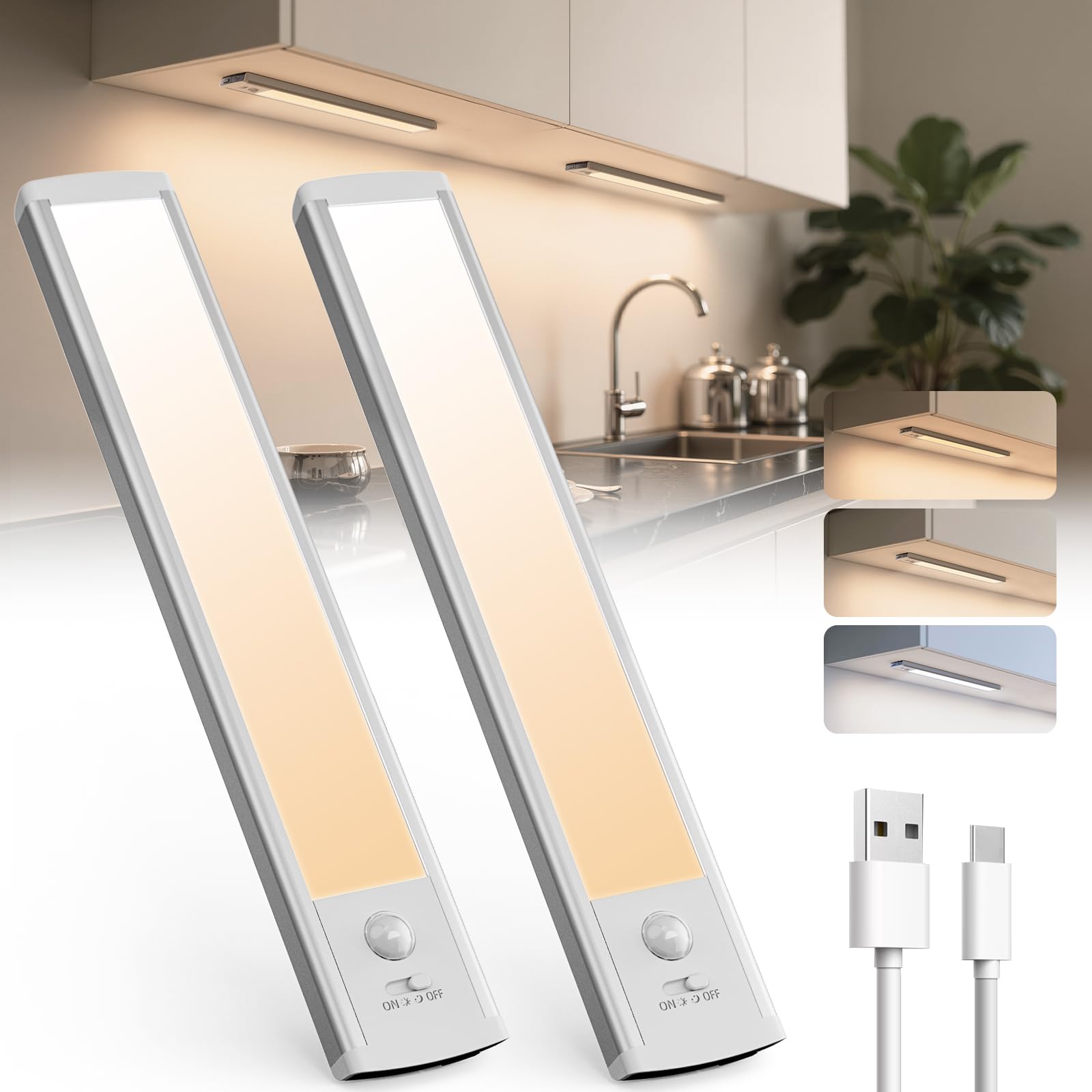 LED Schrankbeleuchtung Mit Bewegungsmelder - USB-C Aufladbar & Kabellos
