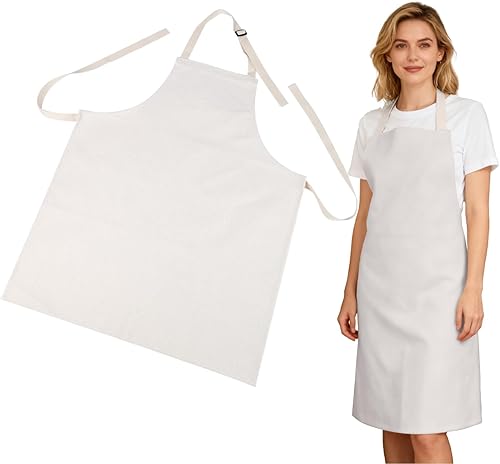 Miniatura 2 de Delantal de sublimación en blanco para adultos de lino de poliéster resistente de 380 GSM - Delantales ajustables para transferencia de prensa de