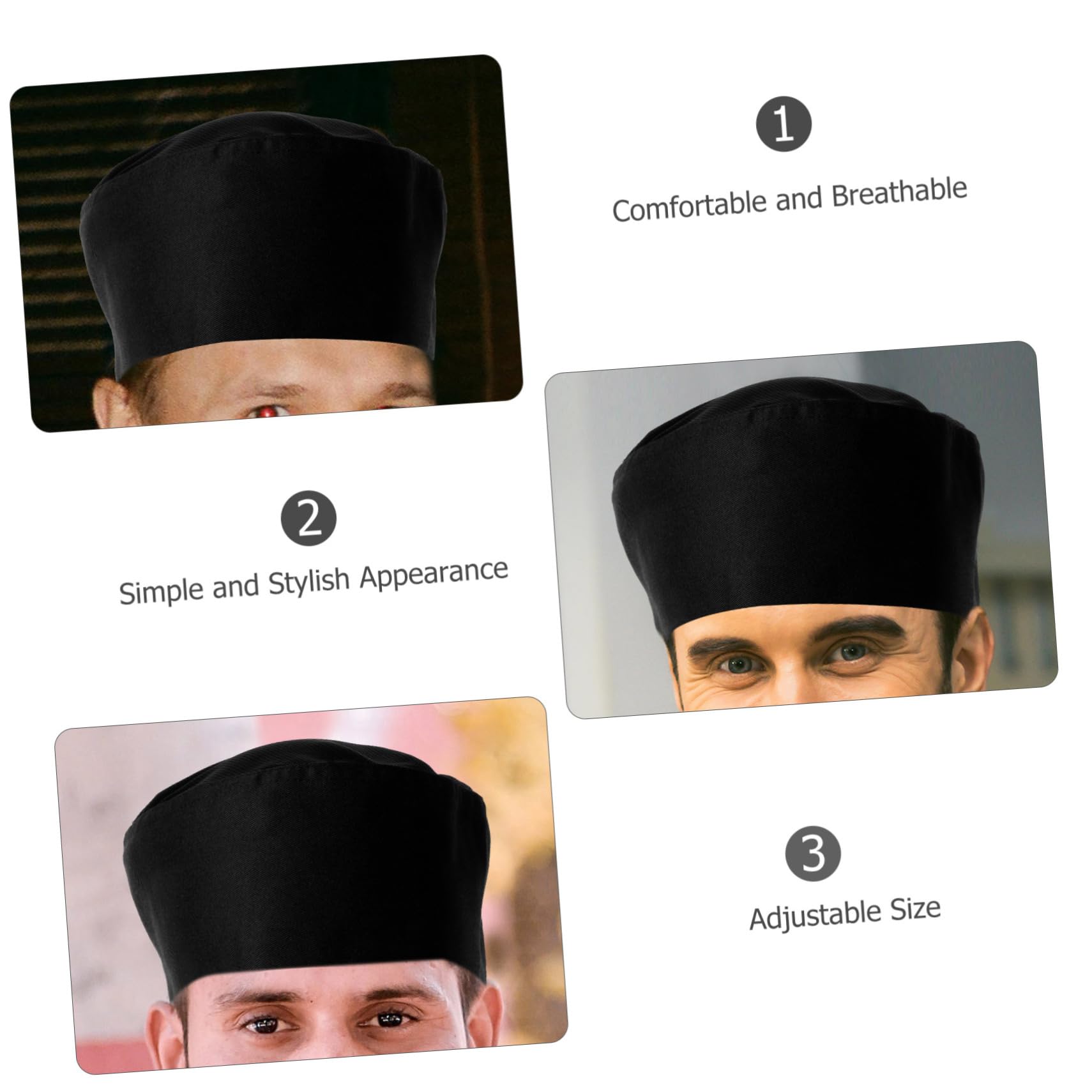 PACKOVE 5pezzi Cappello Da Cucina Unisex Traspirante Cappello Chef Giapponese Per Ristoranti e Servizio Design Elegante e Comfort Assoluto Confortevole e Assorbente Per Cuochi e Camerieri