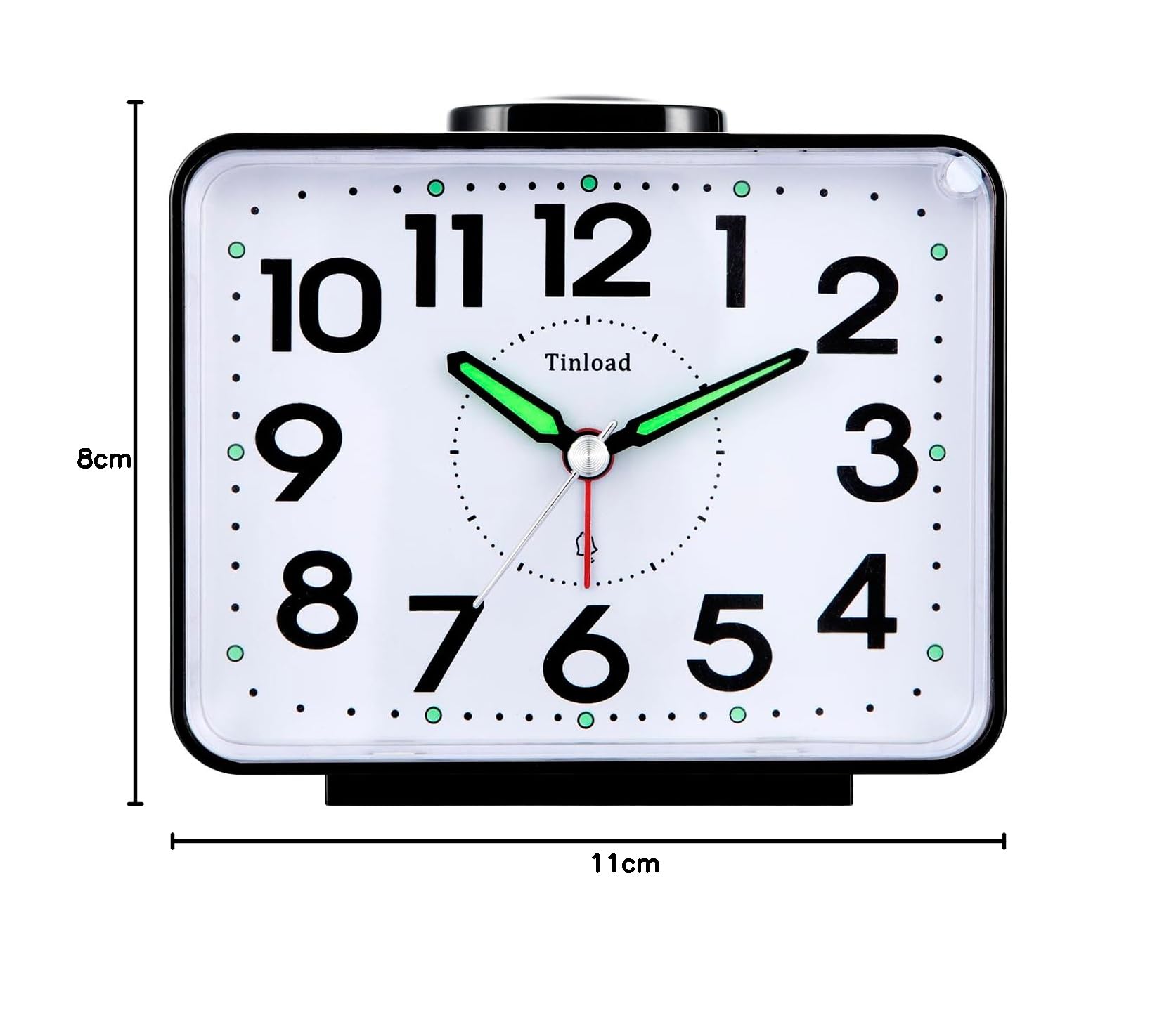 Tinload Réveil analogique pour seniors avec veilleuse, grand cadran de 4 pouces, réveil de table avec fonction snooze, alarme puissante, son de cloche en 3 niveaux progressifs, à piles