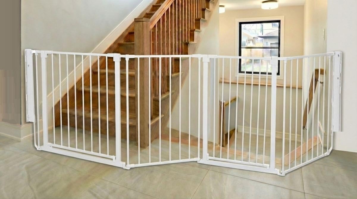 Safetots Two Door Multi Panel Stair Gate, White, Up to 246cm — image 1
