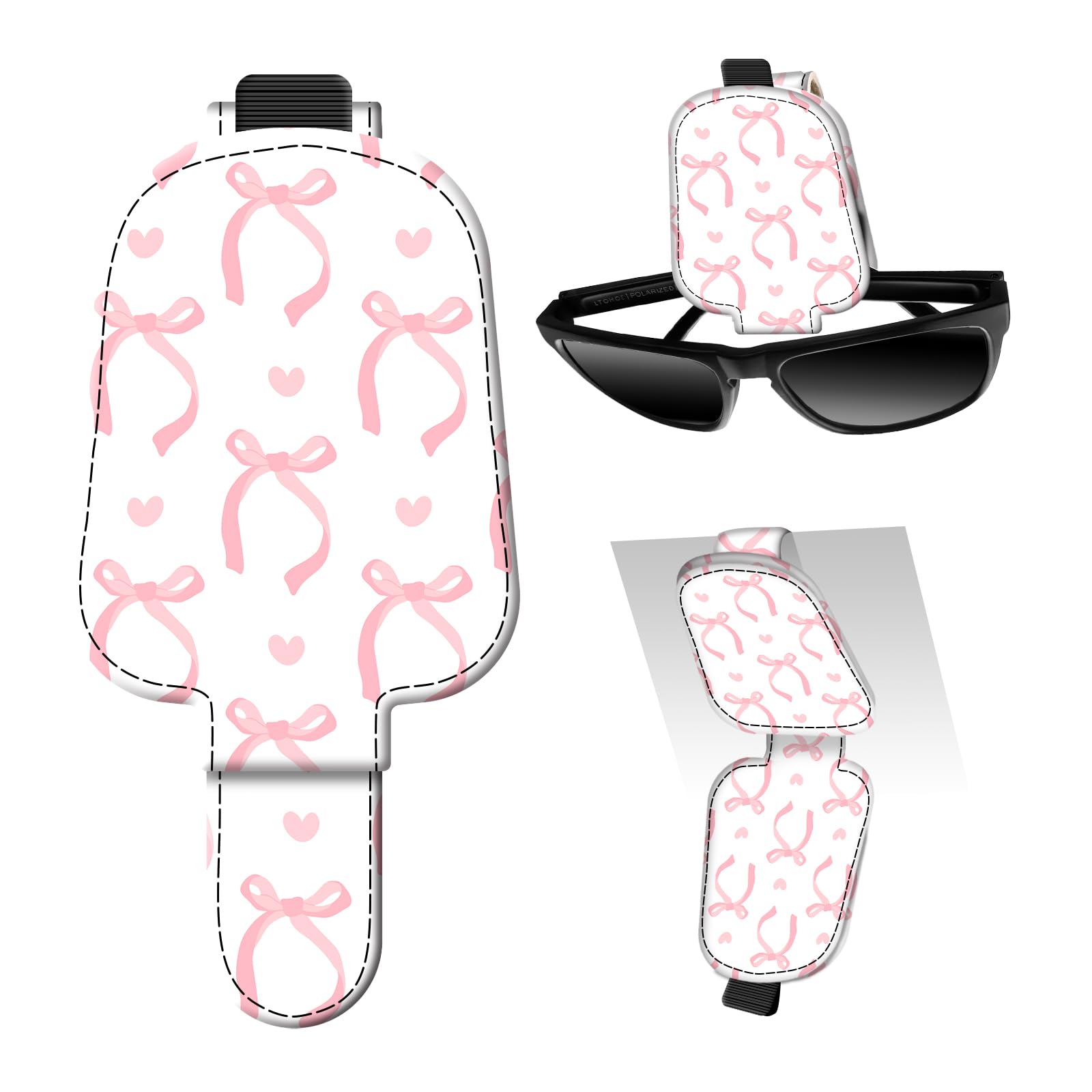 DtuiQSDRV Leather Magnetic Sunglass Holder for Car Sun Visor, Cute Eyeglass Ticket Card Hanger Clip, Universal Auto Interior Accessories for SUV