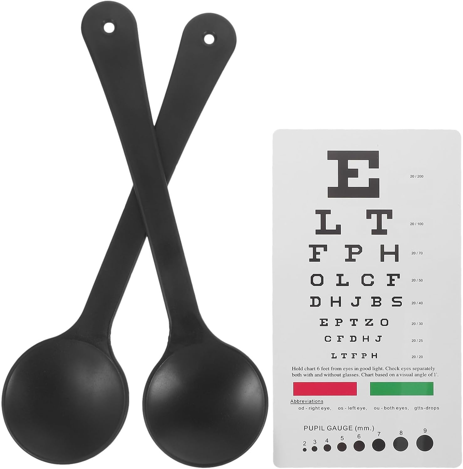 Handheld Eye Occluder Set with Hanging Double-Sided Eye Chart for Accurate Visual Acuity Measurement, Plastic Material, Includes Near Assessment Component, for Home and Office Use