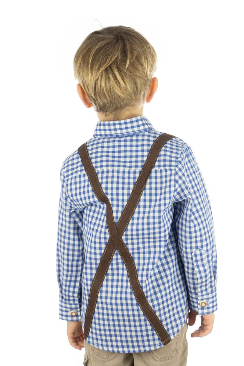 OS Trachten Kinder Hemd Jungen Langarm Trachtenhemd mit Liegekragen Velmowo