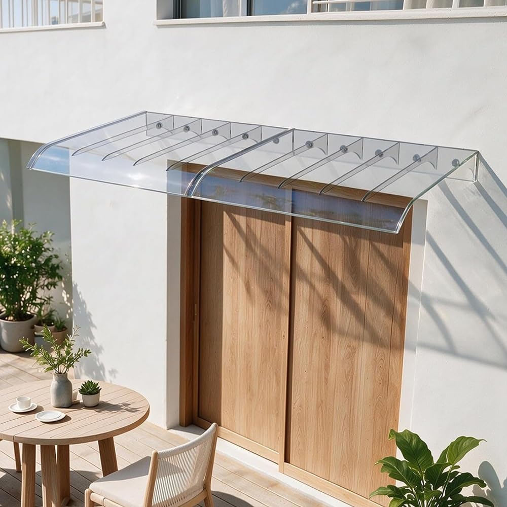 Marquise De Porte Exterieur, Auvent De Porte D'Entrée Invisible | Auvent Pour Porte D'entrée Polycarbonate Transparent, Toit Abri Contre La Pluie Pour Terrasse(Clear,40x150cm/16"x59")