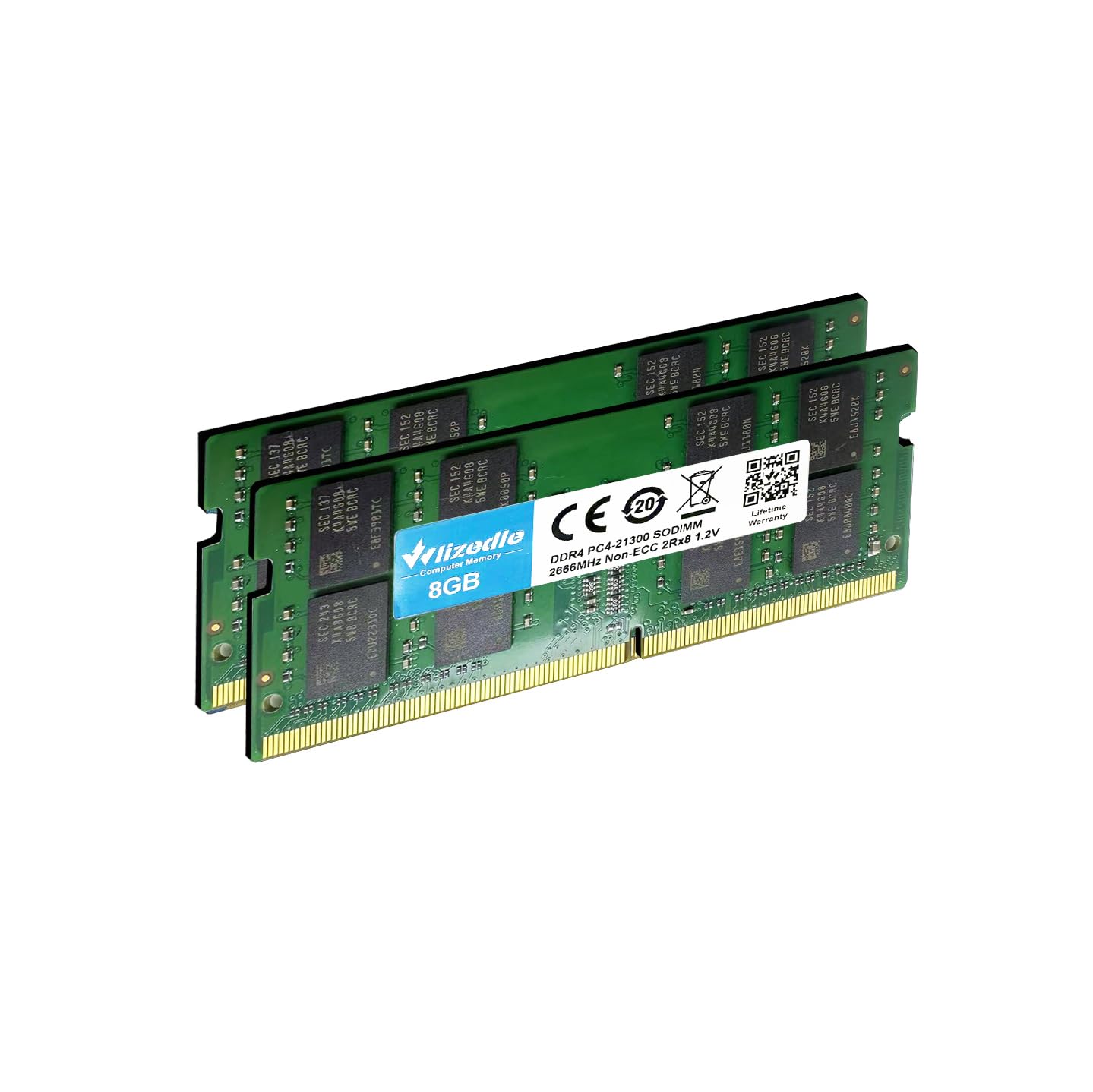 DDR4 2666MHz Laptop Memoria RAM 16GB Kit (2x8GB) CL19 SO-DIMM Modulo di Memoria PC4-21300 260-Pin 1.2V Non-ECC 2Rx8 Upgrade Notebook Memory per Computer Portatile, Verde