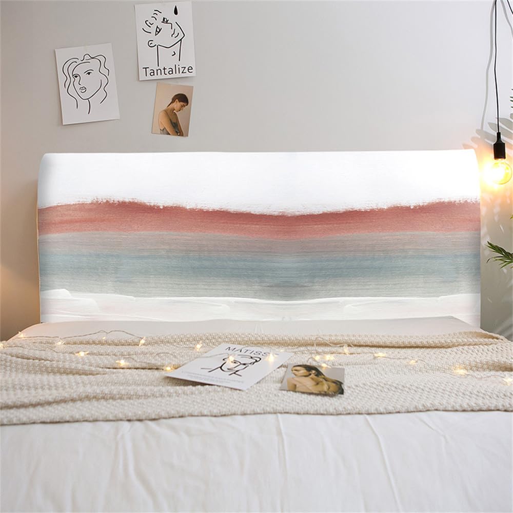Fansu Elástica Funda de Cabecero para Cama, Cubierta para Cabecero de Cama a Prueba de Polvo, Mármol Protectora de Cabeceros de Cama Todo Incluido para Dormitorio (Blanco,150cm)