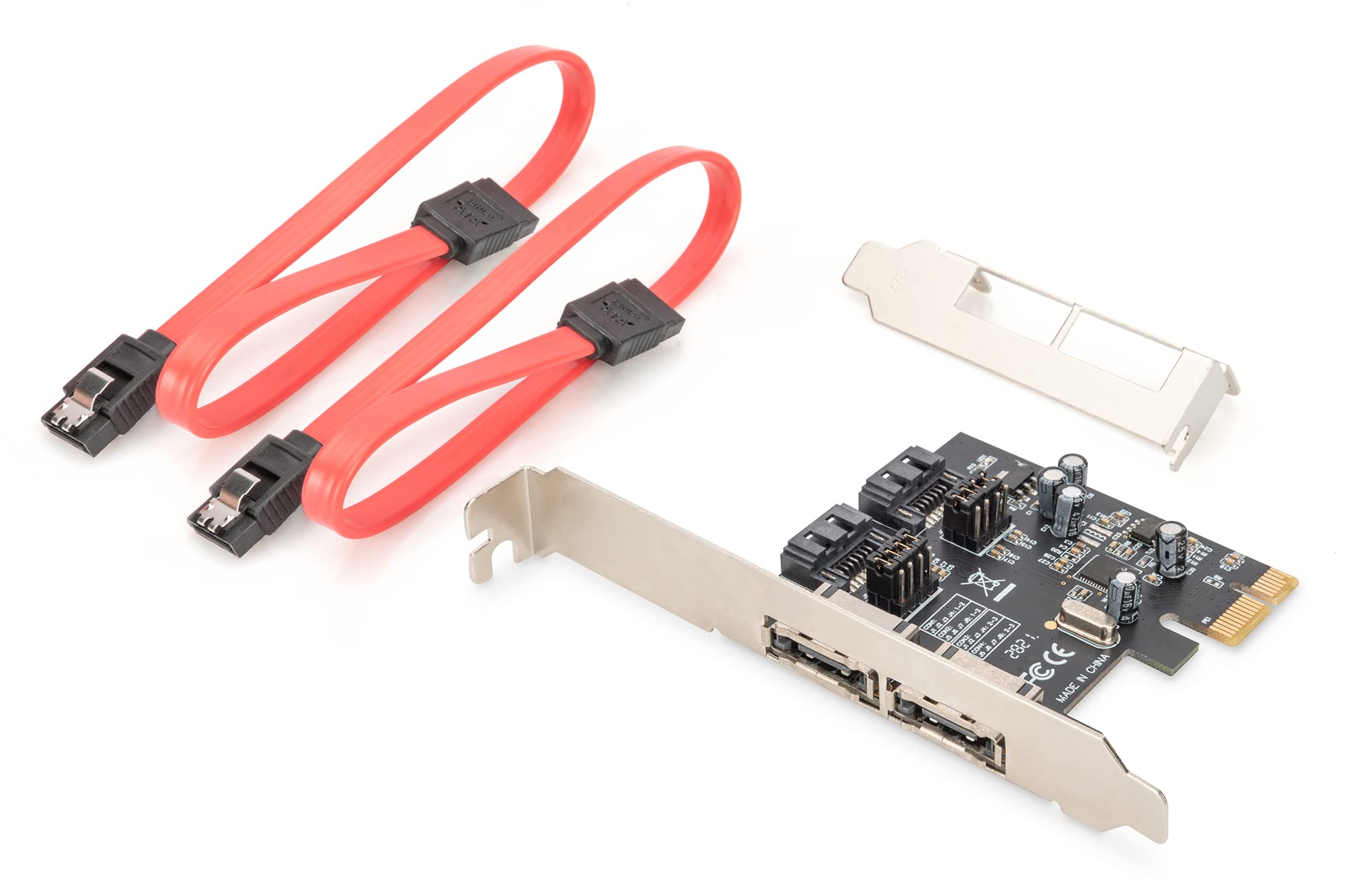 DIGITUS SATAIII PCIe karta rozszerzeń - 2x wewnętrzne porty SATA - 2x zewnętrzne porty eSATA - 6 Gbit/s - dla dysków SSD, HDD lub napędów optycznych